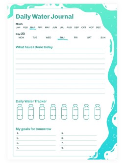 Daily Water Journal - free Google Docs Template - 4160