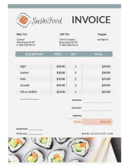 Sushi Food invoice - free Google Docs Template - 762