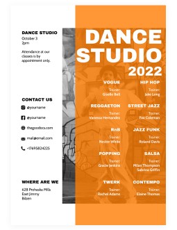Dance Studio Handout Flyer - free Google Docs Template - 3278