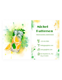 Colorful Bartender Business Card - free Google Docs Template - 3895