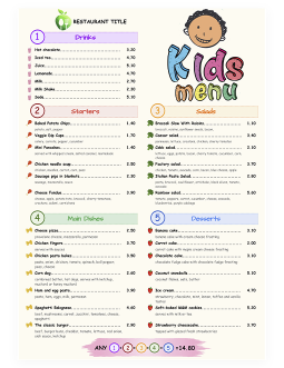 Colorful Kid's Menu - free Google Docs Template - 2750