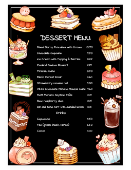 Black Dessert Menu - free Google Docs Template - 2828