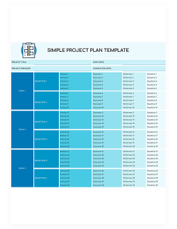 Simple Blue Project Plan - free Google Docs Template - 1642