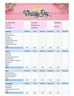 Pink Wedding Budget - free Google Docs Template - 1590