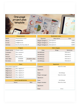One Page Project Plan - free Google Docs Template - 1724